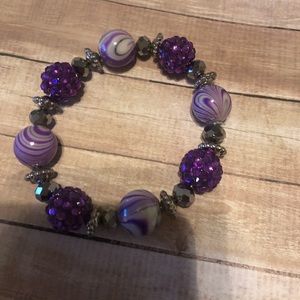 Women’s purple glass beads bracelet